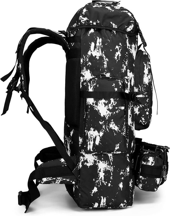 King'sGuard 100L Camping Hiking Backpack Molle Rucksack Military Camping Backpacking Daypack (Black Lighting)