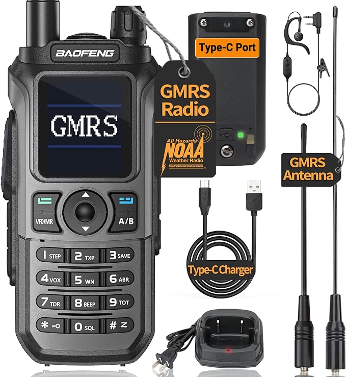 BAOFENG GMRS Radio GM21 GMRS Handheld Radio Long Range Walkie Talkies for UV-5R GMRS Rechargeable Two Way Radio with Battery NOAA Weather Receiver,999 Channels,Copy Frequency and USB-C Charger