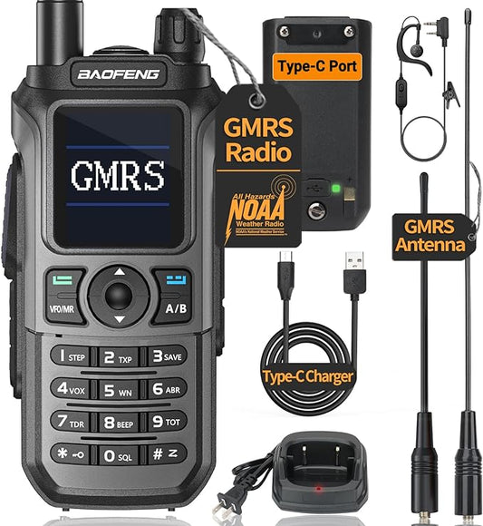 BAOFENG GMRS Radio GM21 GMRS Handheld Radio Long Range Walkie Talkies for UV-5R GMRS Rechargeable Two Way Radio with Battery NOAA Weather Receiver,999 Channels,Copy Frequency and USB-C Charger