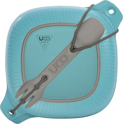 UCO 4-Piece Camping Mess Kit with Bowl, Plate and 3-in-1 Spork Utensil Set