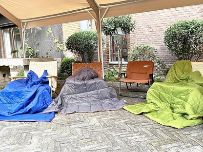 Camping Blanket, Puffy Waterproof Travel Blanket, Warm Cozy Picnic Blanket, for Outdoors, Travel, and Mountain.(Grey, 55" x 39")