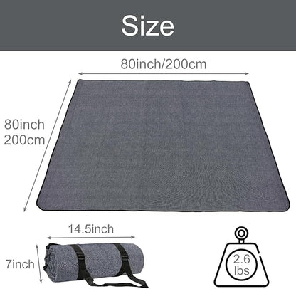 Large Outdoor Blanket, 80'' x 80'' Waterproof Soft Picnic Blanket for Park, Foldable Beach Blanket with Carry Strap, Portable Picnic Mat for Family, Friends Outdoor Together (Grey)