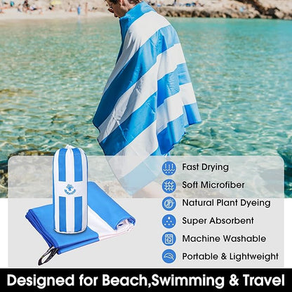 4Monster Microfiber Beach Towel Quick Dry,Super Absorbent Lightweight Travel Towel for Swimmers, Sand Free Camping Towel, Beach Towels for Pool, Swim, Water Sports,Yoga,Gym,Backpacking