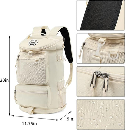 Gym Duffle Bag Backpack 4-Way Waterproof with Shoes Compartment for travel Sport Hiking laptop (Sea salt white) XL
