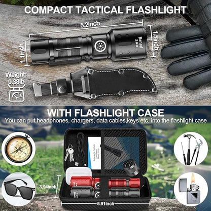 Rechargeable Flashlights 20,000 High Lumens, 1500M Long Throw Super Bright LED Small Powerful Flashlight with Memory Function, 6Modes Pocket Waterproof Flash Light for Camping,Hiking (2, Black/Red)