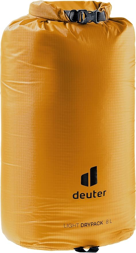 Deuter Light Drypack, Water-Resistant Ripstop Roll-Top Dry Pack Sack Keeps Gear Dry for Hiking, Trekking, Camping & Kayaking