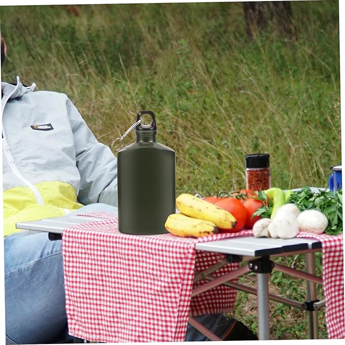 YARNOW outdoor leisure insulation Metal aluminum on foot field flat water bottles kettle water canteen portable square with hook aluminum alloy Backpack carry