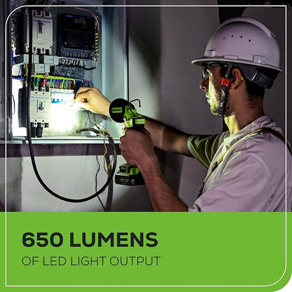 Greenworks 24V 2-in-1 Work Light, Dual Function, (2) Interchangeable Light Heads, 650 Lumen LED, 2.0Ah Battery and Compact Charger Included