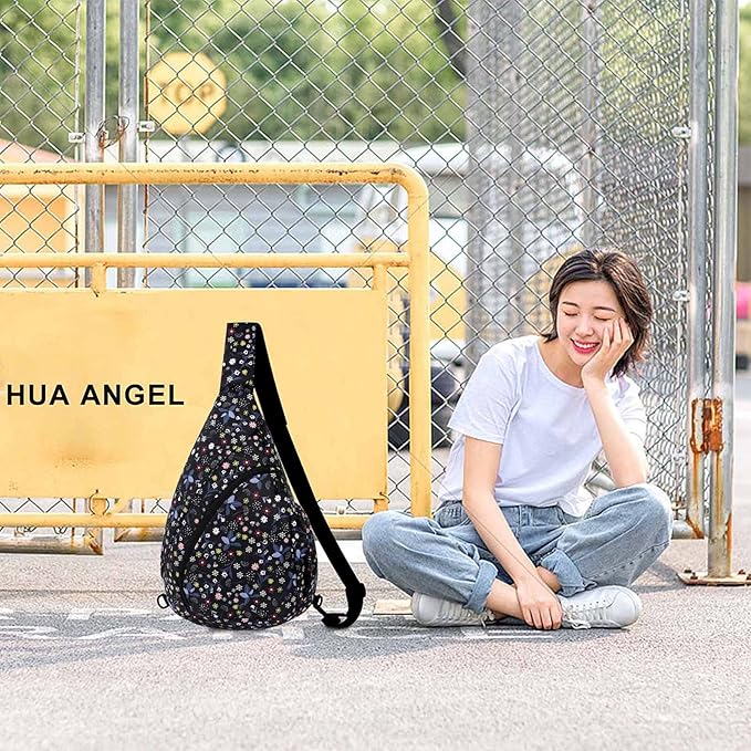 HUA ANGEL Crossbody Sling Bag for Men & Women Lightweight Waterproof Chest Shoulder Bag for Travel Hiking & Everyday Use
