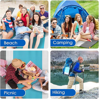 MoKo Sandproof Beach Blanket, Extra Large Beach Mat for Adults with 10 Stakes, Quick Drying Picnic Mat for Beach Travel Camping Hiking