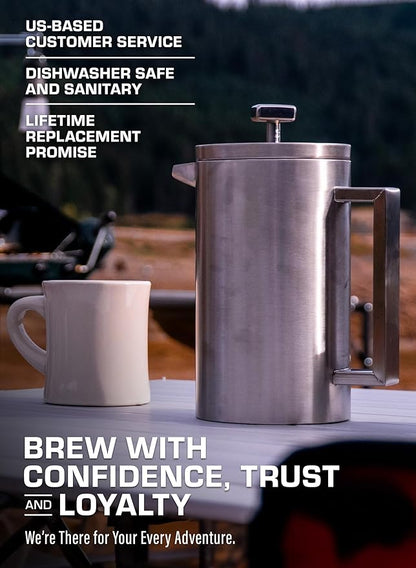 COLETTI Boulder Camping French Press (An American Press) - Large Insulated French Press Coffee Maker – 42 oz