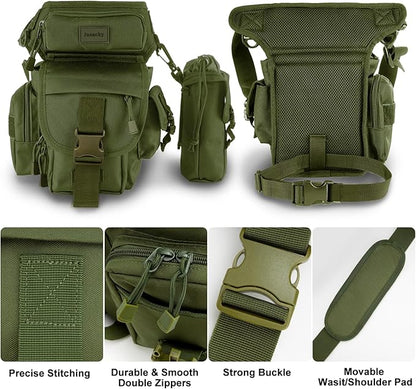 Jueachy Drop Leg Bag for Men Tactical Metal Detecting Thigh Pack with Water Bottle Pouch