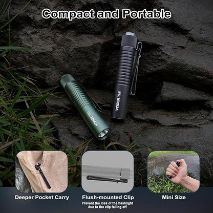 VTIGER T1A Mini Pocket EDC Flashlight with Clip,1300 Lumen Compact AA Rechargeable LED Little Flashlights, Super Bright Tail Switch Small Flash Light with Magnet for Camping,Hiking,Outdoor,Emergency