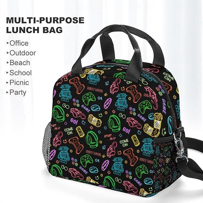 Lunch box Kids,Insulated Cat Lunch Bag Cute Small Pink Lunch Totebag Reusable Leakproof Corgi Lunch Bag With Shoulder Strap for Girls Boys Women School Work Picnic (robot)