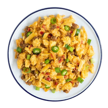 Mountain House Veggie Chorizo Breakfast Scramble 2-Servings & Creamy Macaroni & Cheese 2 Servings Bundle