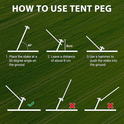 Eurmax USA Galvanized Non-Rust Camping Tent Stakes Canopy Anchors Heavy Duty 10pc-Pack, with 4x10ft Ropes & 1 White Stopper
