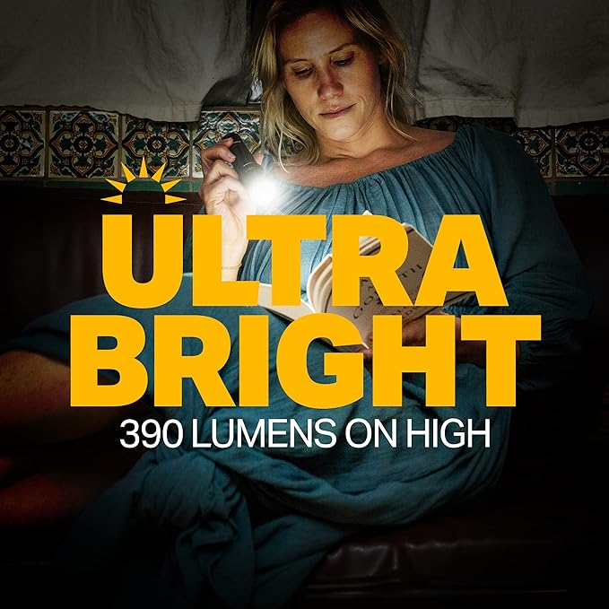 LUXPRO Zoom Focus 390 Lumen LED Handheld Flashlight - Features Patented TackGrip and Aircraft-Grade Aluminum - Pocket-Sized Camping Accessories with Wrist Lanyard - Batteries Included