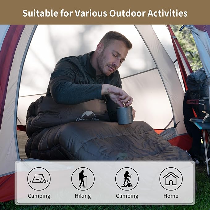 Naturehike Sleeping Bags for Adults, 23-39℉ Mummy Backpacking Sleeping Bag, 0 Degree Lightweight Sleeping Bag Warm for Camping, Hiking