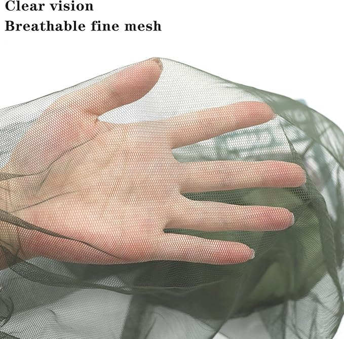 Mosquito Head Net Mesh with Extra Fine Holes, Bug Netting for Hats Anti Bee Insect Gnats Bits Face Mask Neck Cover for Outdoors Hiking Fishing Camping Hiking Garden