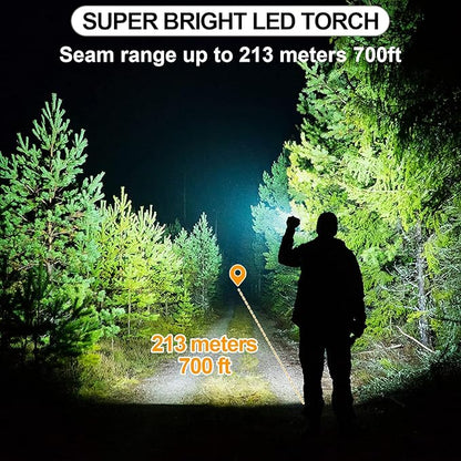 Spurtar 7 Modes Solar Flashlights with Car Safety Hammer, Seatbelt Cutter, Compass & Magnet, 2000 mAh Multi Function Tactical Flashlight, Emergency Flashlight for Car, LED Flashlight, Black