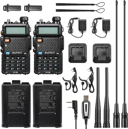 BAOFENG UV-5G (UV-5X) GMRS Handheld Radio, Long Range Rechargeable Two Way Radio for Adults NOAA Weather Receiver & Scanner, with Two 15.5" High Gain Antenna & Programming Cable Support Chirp, 2 Pack