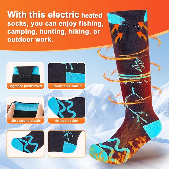 Heated Socks for Men Women 5000mAh APP Control Battery Heated Socks Rechargeable Washable Electric Socks Foot Warmer for Hiking Biking Camping Skiing Hunting Outdoor Work Warm Socks