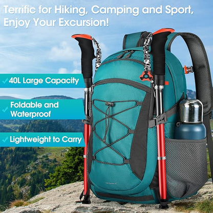 RAINSMORE Hiking Backpack 40L Waterproof Camping Backpack Lightweight Packable Backpack for Women Men Outdoor Travel Daypack