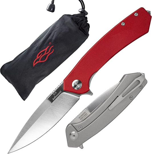 Firebird GANZO Adimanti Skimen Pocket Folding Knife G10 Handle with Clip and Glass Breaker D2 Steel Blade Hunting Fishing Camping Outdoor EDC Knife (Red)