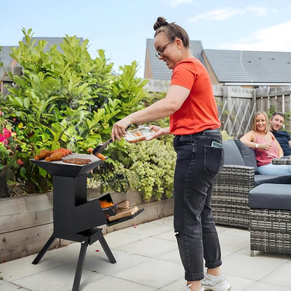 Stanbroil 3 in 1 Rocket Stoves with Grill Rack, Griddle and Pot Cooking Stand, Heavy Duty Wood Burning Stoves for Cooking, Camping wood Stove Kit for Off-Grid Supply, Outdoor Grilling Cooking Event