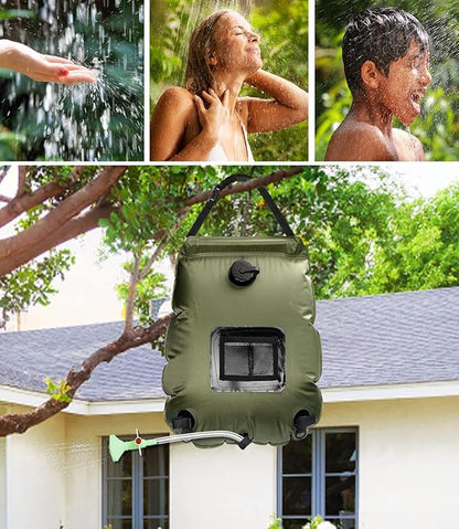 LYOUMEIT Solar Shower Bag 5 Gallon, Portable Shower for Camping, Camping Shower Bag, Solar Heating Shower Bag with Removable Hose and On-Off Switchable Shower Head