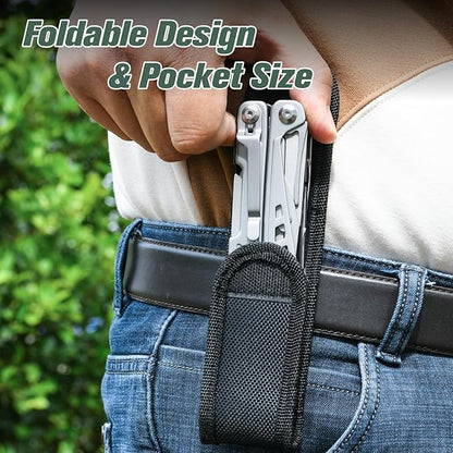 FLYHOMES Multitool, 19-in-1 Multitools Pliers with Scissors, Pocket Clip, Screwdriver... Gift for men, Professional for Camping Survival Tools, Hunting, Hiking (Silver)