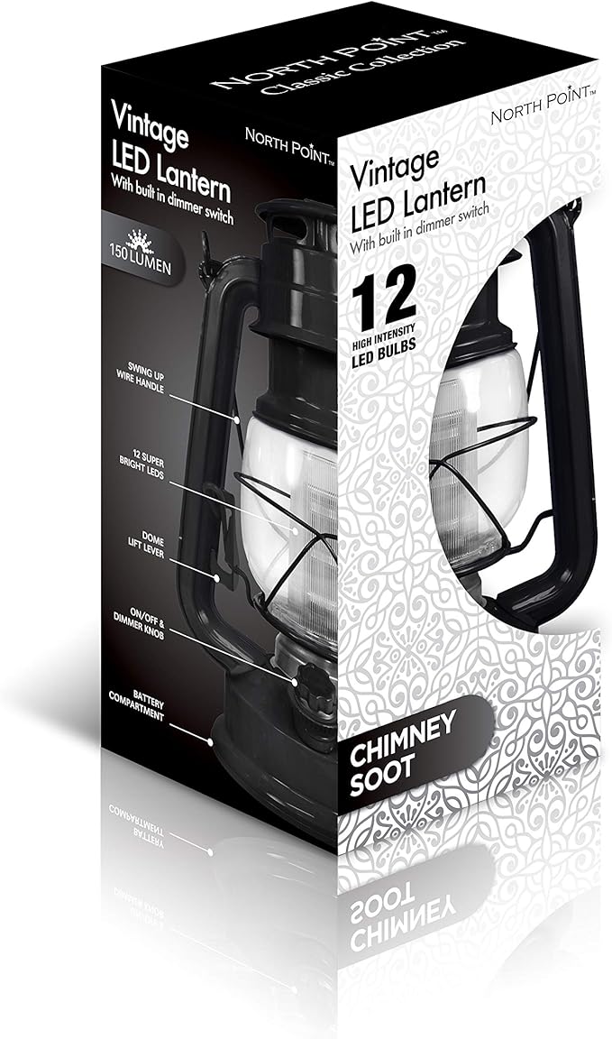 Northpoint 12-LED Lantern Vintage Style, Black, 10x6x6 (190495)