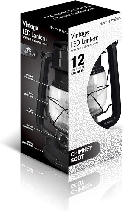 Northpoint 12-LED Lantern Vintage Style, Black, 10x6x6 (190495)