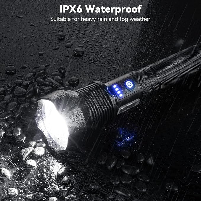Flashlights High Lumens Rechargeable, Super Bright 990000 Lumens Flashlights with USB Cable, Brightest LED Flashlight for Emergencies, High Powered Flash Light IPX6 Waterproof 7 Light Modes Zoomable