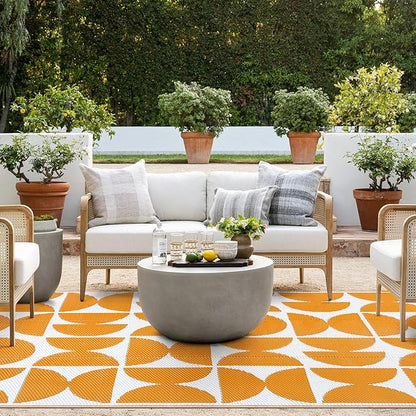 Wonnitar Outdoor Rug 6x9, Waterproof Patios Rug Reversible Plastic Straw Rug, Large Outside Area Rug, Portable RV Mat, Indoor Outdoor Carpet for Picnic Balcony Backyard Porch Deck (Orange,6'x9')