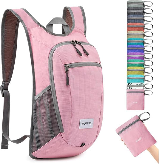 G4Free 10L/15L Hiking Backpack Lightweight Packable Hiking Daypack Small Travel Outdoor Foldable Shoulder Bag(Pink)