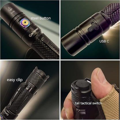 Rechargeable LED Flashlight Bright Pocket Flashlight 1500LM Handheld Flashlight Waterproof for Everyday Carry Indoor/Outdoor Hiking,Camping,Security,Emergency...(UT20)