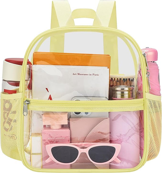 Oraben Clear Backpack for Stadium Events Clear Stadium Backpack 12x6x12 Bag (Nylon Shoulder Straps, Yolk Yellow)