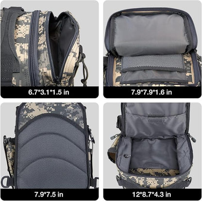 Piscifun Tackle Bag With Rod & Gear Holder - Lightweight Sling Storage Bag, Outdoor Shoulder Pack for Fishing, Hiking, Hunting