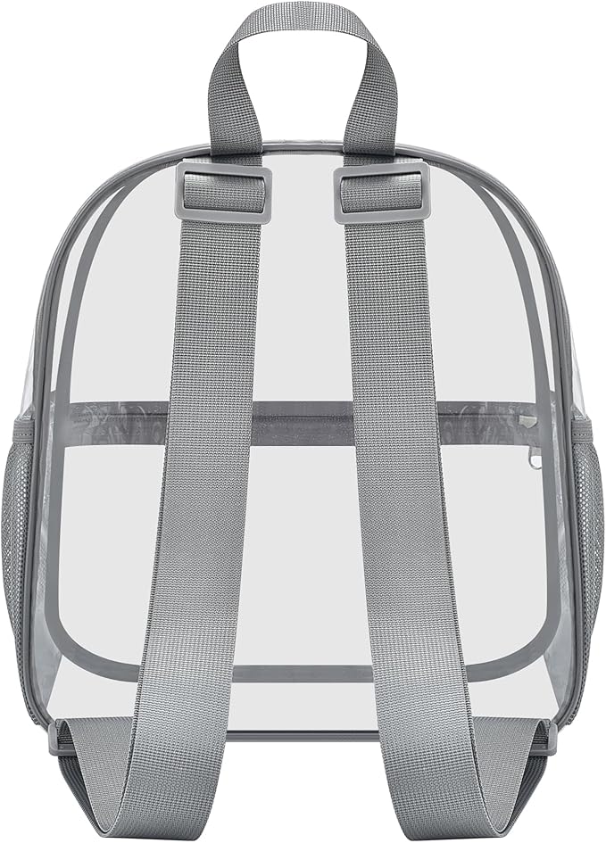 Oraben Clear Backpack for Stadium Events Clear Stadium Backpack 12x6x12 Bag (Nylon Shoulder Straps, Grey)
