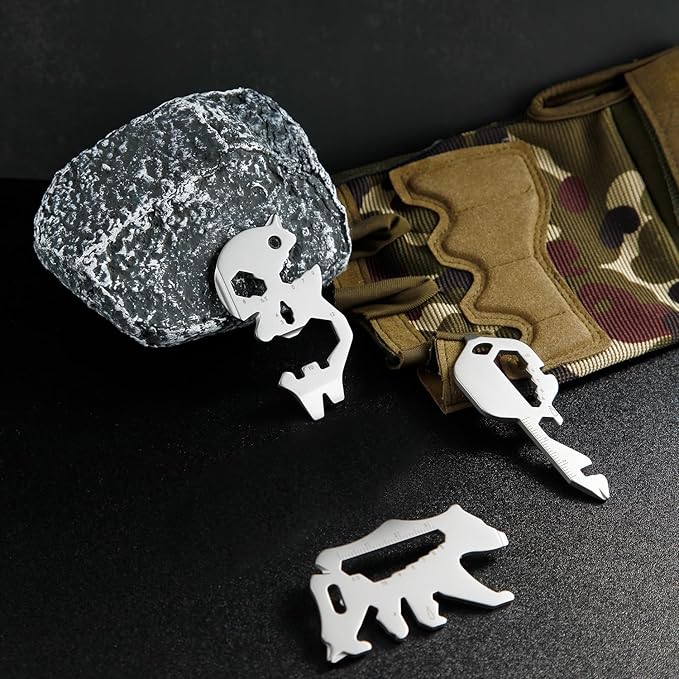 KSKEPE Stocking Stuffers for Men Adults,12 in 1 Keychain Multi-tool,White Elephant Gifts,Christmas Gifts Bottle Opener Camping Gadgets EDC Tools for Men Him Dad Husband Boys Teens-Bear