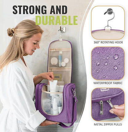 BOACAY Extra Large Hanging Travel Toiletry Bag for Women and Men, Makeup Bag, Bathroom & Shower Organizer Kit for Accessories, Cosmetics, Essentials