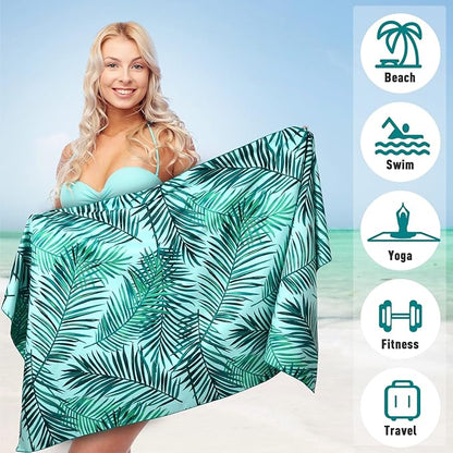 2 Pack Microfiber Beach Towel, Oversized Microfiber Pool Towel 75”x 35”, Sand-Free Beach Towel, Quick Drying Camping Towel, Super Absorbent Bath Towel Blanket, Soft Breathable and Lightweight