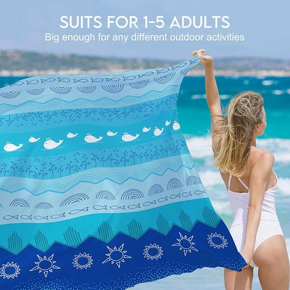 BYDOLL Beach Blanket 78''X81'' 4-7 Adults Oversized Lightweight Waterproof Sandproof Blanket for Beach Large Picnic Mat Travel Camping