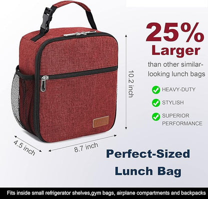 Femuar Lunch Box for Men Women Adults Small Lunch Bag for Office Work Picnic - Reusable Portable Lunchbox, Red