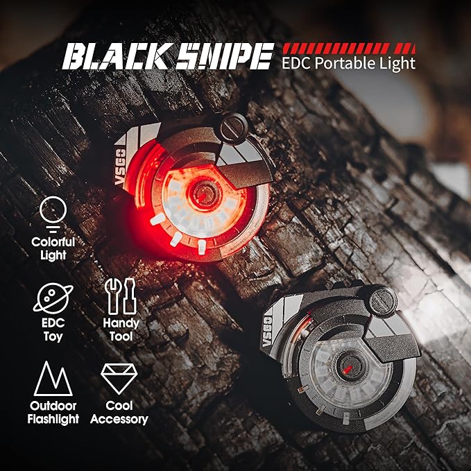 VSGO Portable EDC Flashlight,Rechargeable Work Light,Hat Clip Light,8 Light Modes,Clip for Pocket & Hat, Magnetic Base, Portable for Inspection, Repairs, Cycling,Camping,Travel, Hiking and Emergency