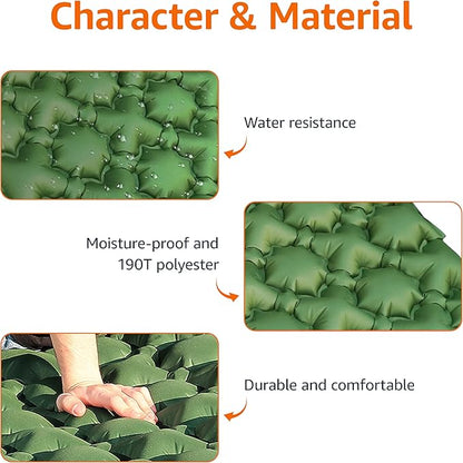 Amazon Basics Sleeping Pad for Camping and Backpacking, Built-In Foot Pump, Olive Green