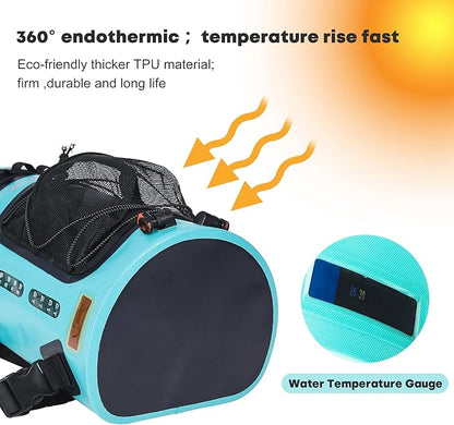 WILD HEART Camping Shower, 5.8 Gallons/22L Portable Camp Shower Bag with Upgraded Screw Lid, Water Level Window, Pressure Foot Pump, and Handy Nozzle, Solar Shower for Beach Camping Hiking Trip