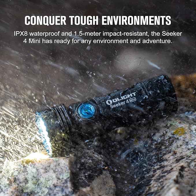 OLIGHT Seeker 4 Mini Rechargeable EDC Flashlight with 365nm UV Combo 1200 Lumens White Light, Portable Black Light for Outdoors, Cleanliness Detection and Emergency(Cool White Light: 5700~6700K)