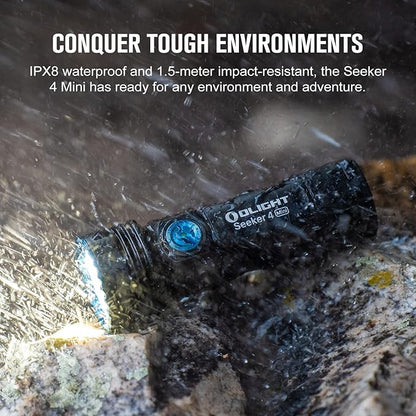 OLIGHT Seeker 4 Mini Rechargeable EDC Flashlight with 365nm UV Combo 1200 Lumens White Light, Portable Black Light for Outdoors, Cleanliness Detection and Emergency(Cool White Light: 5700~6700K)